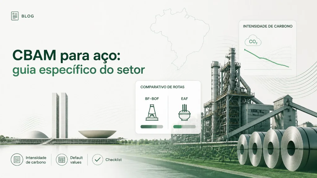 CBAM para aço: guia setorial comparando rotas BF-BOF e EAF, intensidade de carbono e benchmark UE para siderúrgicas exportadoras