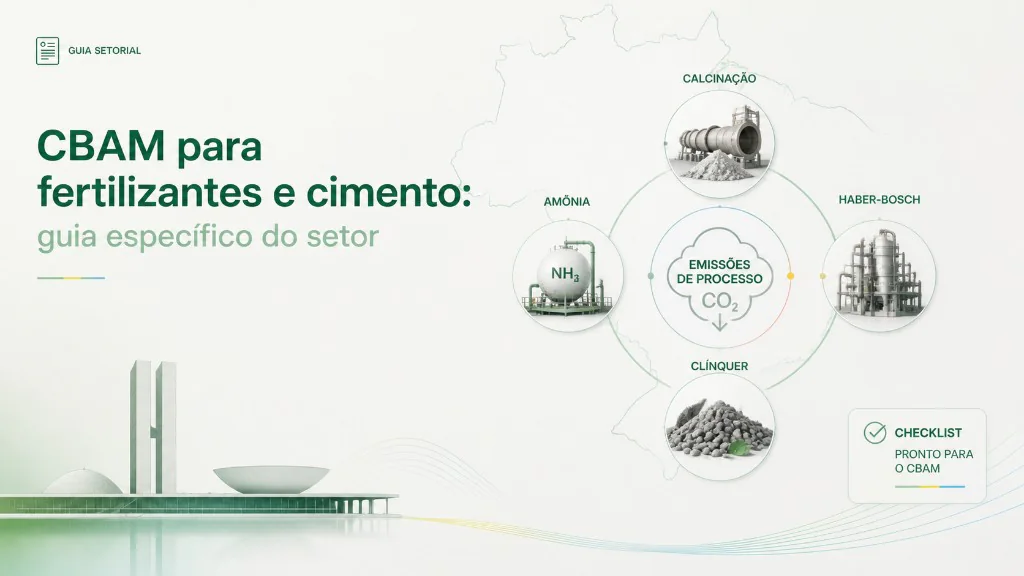 CBAM para fertilizantes e cimento: guia setorial com processos de calcinação, Haber-Bosch, clínquer e amônia e emissões de CO2